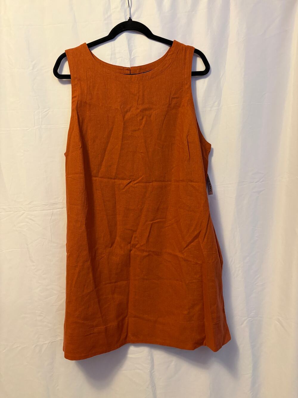 New Old Navy Linen-Blend Mini Shift Dress Orange Pockets Sleeveless Sz XLP